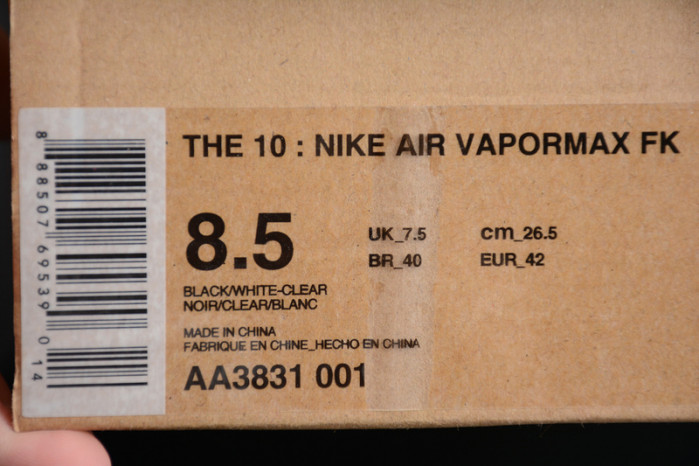 Nike The 10: Off-White X Air Vapormax FK AA3831-001