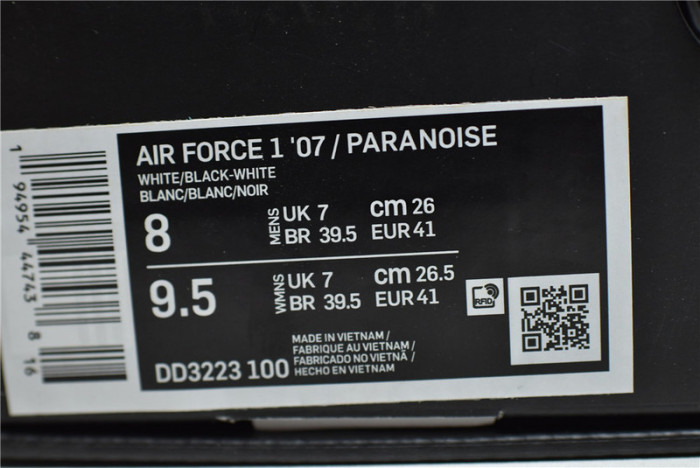  PEACEMINUSONE Nike Air Force 1 White Black DD3223-100